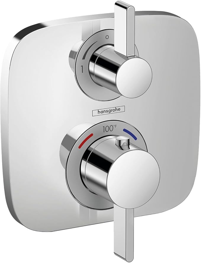 hansgrohe Ecostat E Modern Thermostatic Shower Valve Trim with Temperature Control in Chrome, 15707001