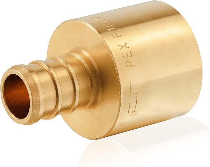 100-Pack HeSun PEX Fittings, 1/2" PEX x 3/4" Female Sweat Adapter (Over Copper Tube), Brass Crimp Fitting for ASTM F1807(PEX1807131-100)