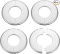 HARFINGTON 4pcs Wall Split Flange 51mm/2" Self-Adhesive Plumbing Cover Plates ABS Plastic Round Escutcheon Plate Buckle Design for Water Pipe Bathroom Kitchen Decoration, Silver Tone