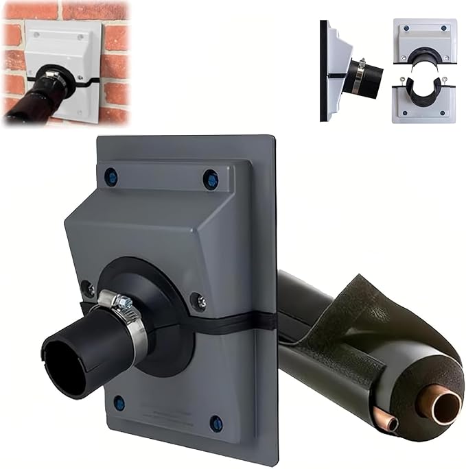 HVAC Wall Penetration Cover Air Conditioner Pipe Insulation Kit Wall Sleeve Seal Plate AC Line Insulation and AC Pipe Insulation for Efficient (Grey Sealing Plate - (4.5cm) + Protective Cover)