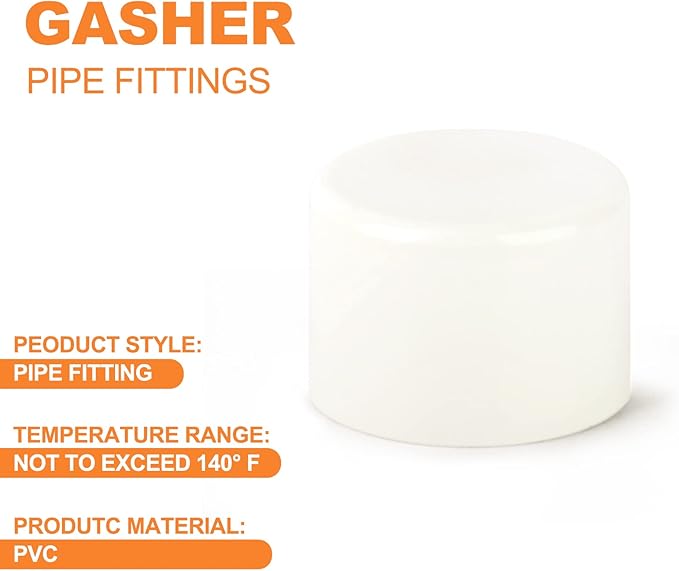 GASHER 8PCS PVC Pipe Fitting 2" PVC Pipe End Cap Plug Adapter, Furniture Grade Pipe Plug Socket Fittings, For Home or Industrial