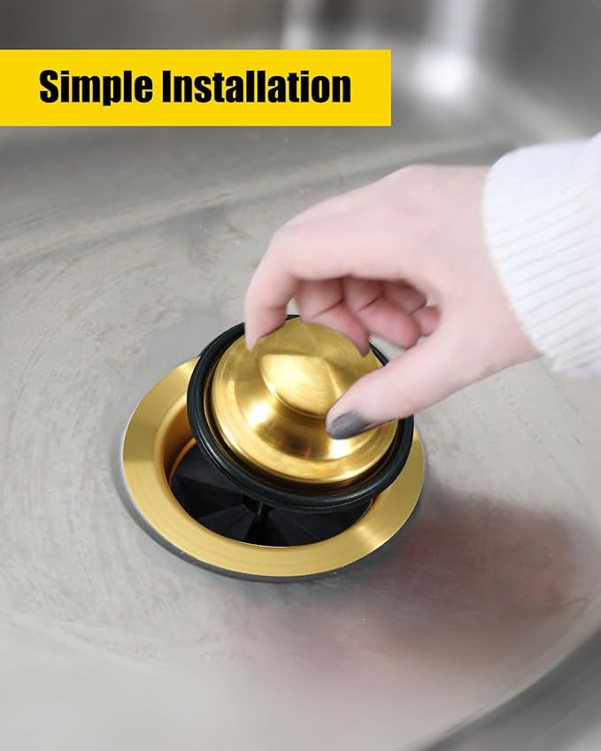Kitchen Sink Garbage Disposal Flange and Sink Stopper Fit for 3.5 Inch Standard Sink, Garbage Disposal Flange Drain Pipe, Champagne Bronze, with Rubber Ring