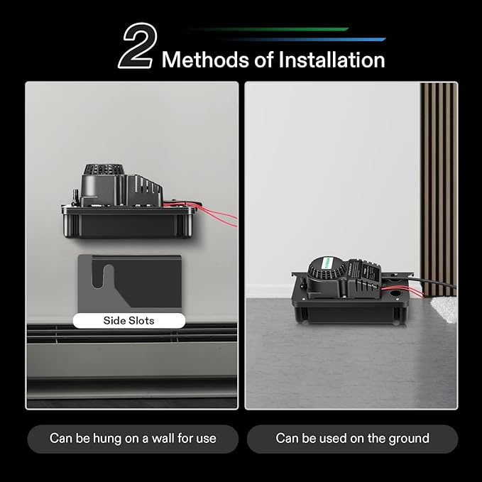 VIVOSUN Automatic Condensate Removal Pump, 115 Volts/60Hz, 80GPH, 1/30 HP with Safety Switch and Tubing for Air Conditioners, Dehumidifiers, Ice Machines, Furnaces, Black