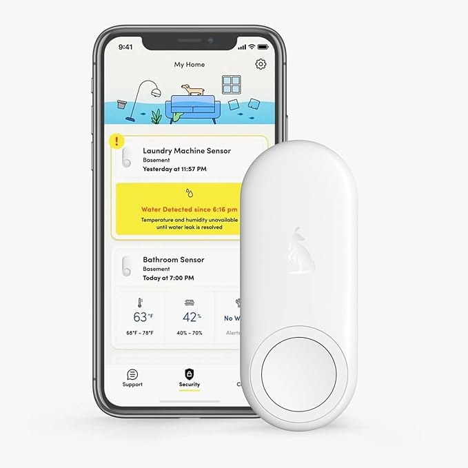 Kangaroo Water Leak Detector+Climate Sensor,Hygrometer Thermometer with App Notifications,Wireless 2.4G WiFi,Humidity Temperature Alarm,for Home, Basement, Kitchen,Washroom,Bedroom