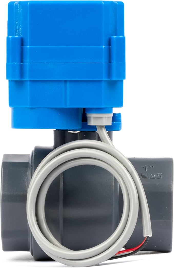 U.S. Solid 1 inch UPVC Motorized Ball Valve - AC 85V-265V Plastic Electrical Ball Valve with Full Port, 2 Wire Auto Return, Normally Closed