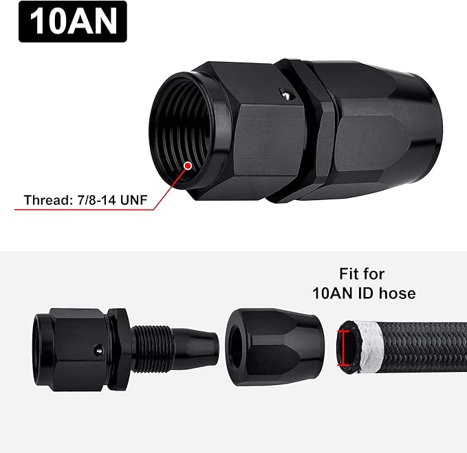 EVIL ENERGY 10AN Hose End Fitting Straight Swivel for CPE Braided Hose Black