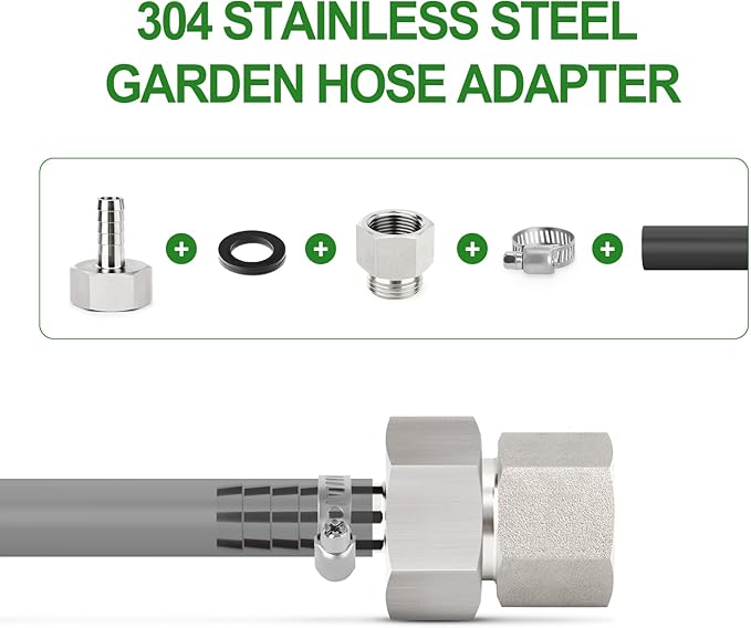 TAISHER 5PCS 304 Stainless Steel Garden Hose Adapter, 3/4" GHT Male x 1/2" NPT Female Garden Hose Connector
