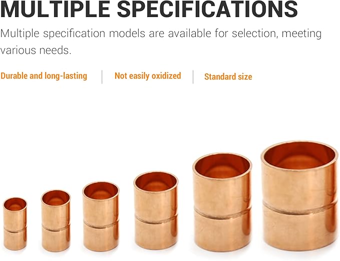 Straight Coupling Copper Fittings 7/8 Inch Copper Pipe Welding Joint Connector Adapter For HVAC Air Conditioning 2 Pack