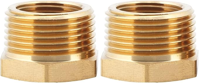 2pcs 1" NPT Male x 3/4" NPT Female Brass Reducer Hex Bushing Threaded Fitting Adapter by CX WONDERLAND