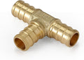 100-Pack HeSun PEX Fittings, 3/4"x3/4"x3/4" Pex Tee, Brass Crimp Fitting for Pex Pipes, ASTM F1807(PEX1807071-100)