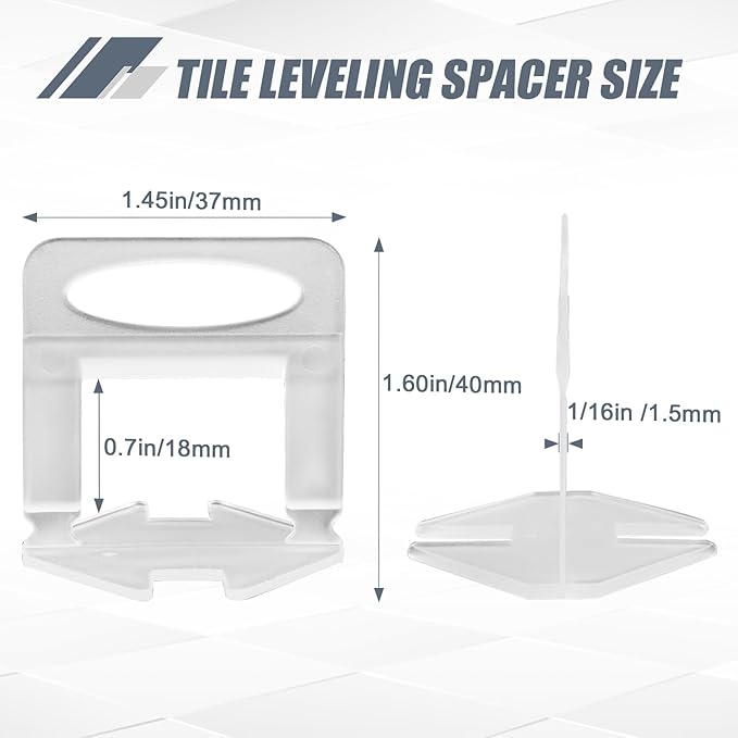 Storystore Tile Leveling Clips Tiles Leveler Spacers - 2000 Spacers Tile Leveling System 1/16 Inch Clips Lippage Free Tile and Stone Installation for PRO and DIY