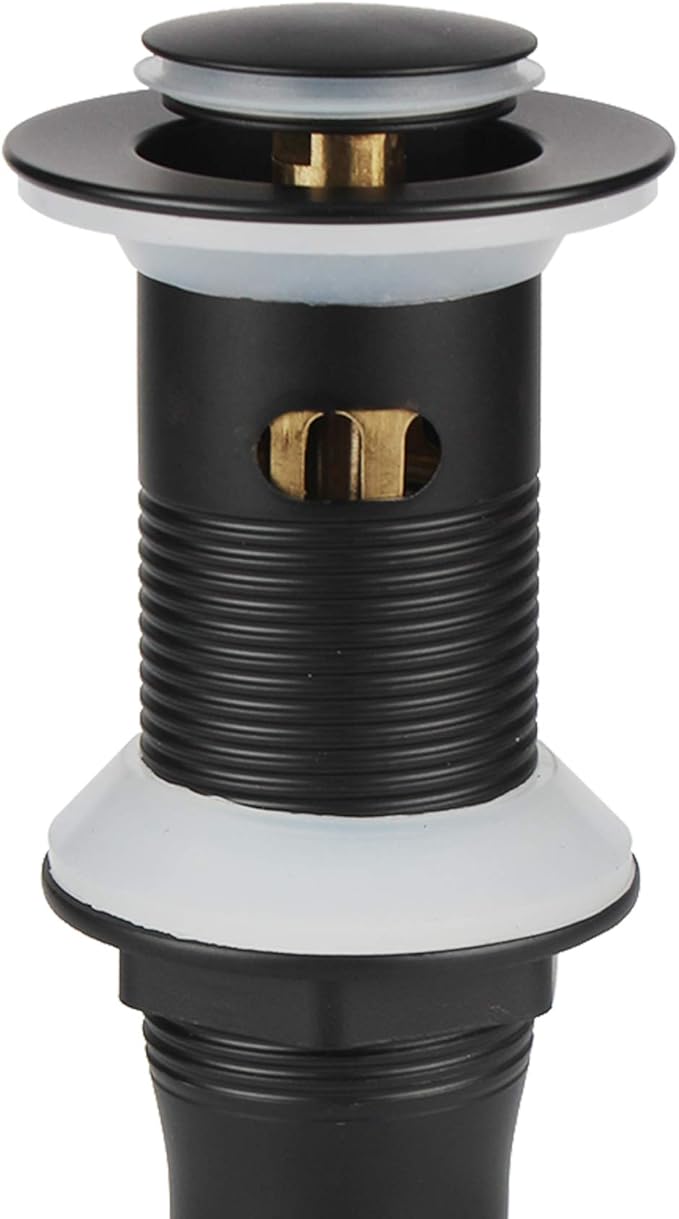 Detachable Basket Pop Up Drain Stopper with Overflow, Bathroom Lavatory Vanity Vessel Sink Drain, Black