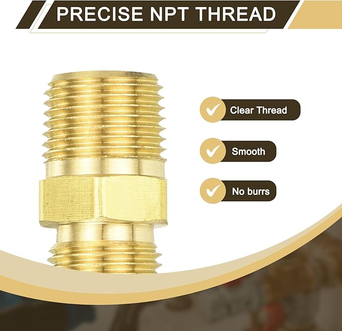 uxcell 2Pcs Brass Tube Fitting, 3/8O.D x 3/8NPT Brass Flared Pipe Adapter Fittings Reducing Nipples Connector, Half Union Gas Adapter for Pipe Connections, Hydraulics, Refrigeration