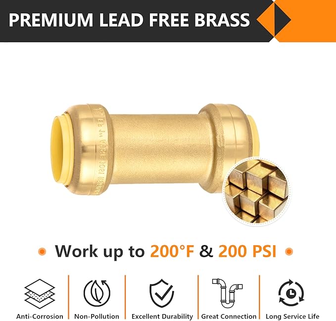 1-Pack HeSun Pushfit Check Valve, 1-Inch Push to Connect Plumbing Fittings with Disconnect Clip, Brass Push-fit Fittings for PEX, Copper, CPVC, PE-RT Pipes(PF-VALVE066)