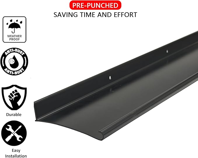 Extra Wide 5.12" W Door rain drip Guard Overhead,55.1" L Aluminum drip Cap for Exterior Doors Window Top,rain drip Edge Flashing,Water Deflector,rain Diverter,Anodized Black 1PCS