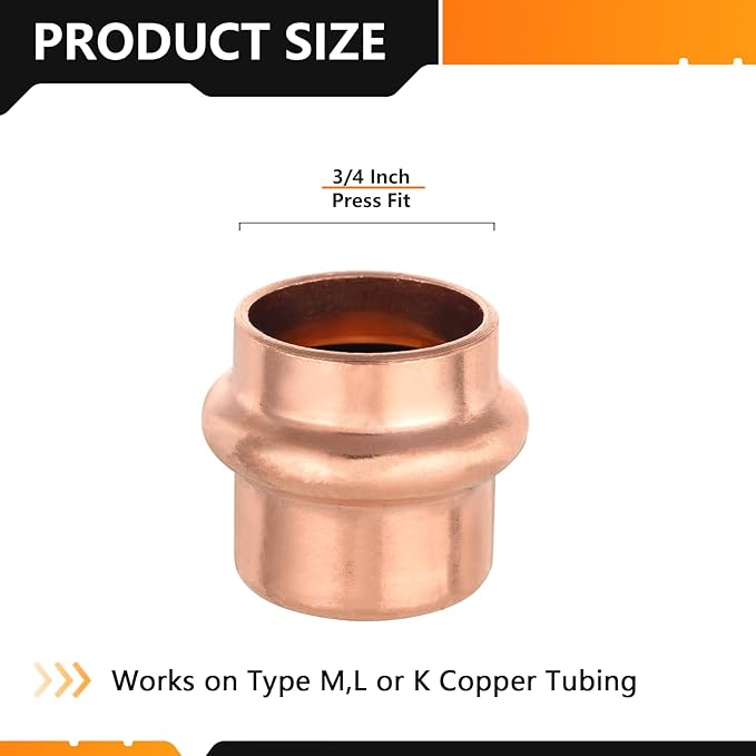 20-Pack HeSun Copper Press End Cap(Plug), 3/4" Pressure Fittings, Press Fit for Copper Tube Connection(PRESS011-20)