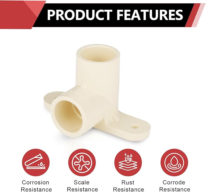 (Pack of 30) EFIELD CPVC Pipe Fitting, 1/2"Slip x 1/2"Slip CPVC-CTS 90-Degree Drop Ear Elbow(Wing Elbow),(CPVC046-10-30PCS)