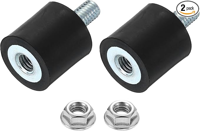 uxcell M5 Rubber Mounts, 2Pcs 15x15mm(DxH) Rubber Cylindrical Anti Vibration Isolator Shock Absorber with Lock Nut for Car Bobbin Generator Air Compressors