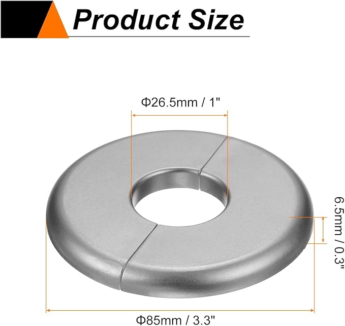 HARFINGTON 8pcs Wall Split Flange 26.5mm/1" Self-Adhesive Plumbing Cover Plates ABS Plastic Round Escutcheon Plate Buckle Design for Water Pipe Bathroom Kitchen Decoration, Gray