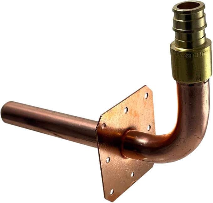XFITTING 1/2 inch Pex A Expansion Stub Out Elbow with Flange 3.5 inch x 6 inch, F1960, Copper, 30-3-8=2X, 2 Pieces