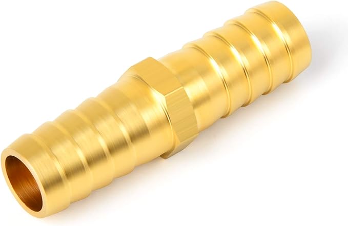GASHER 20 Pieces Brass Hose Barb Reducer, 1/4 Inch to 1/4 Inch(6.35mm) Barb Hose ID with 40 Hose Clamp, Brass Barb Reducer SPLICER Fitting Fuel/AIR/Lquid/Oil/Gas/WOG