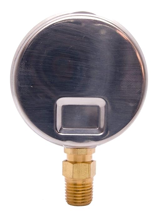 2-1/2" Oil Filled Vacuum Pressure Gauge - Stainless Steel Case, Brass, 1/4" NPT, Lower Mount Connection, 30HG/0