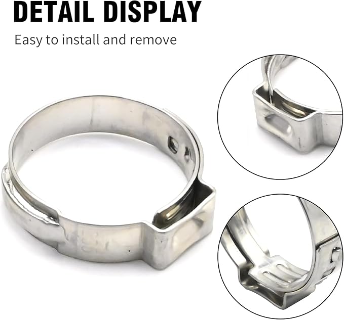 EATAKWARD 3/4 Inch Pex Crimp Ring, 50 Pack Pex Fitting Clamps Pinch Ring, 304 Stainless Steel Clamps Pinch Ring for PEX Tubing Fittings Connection