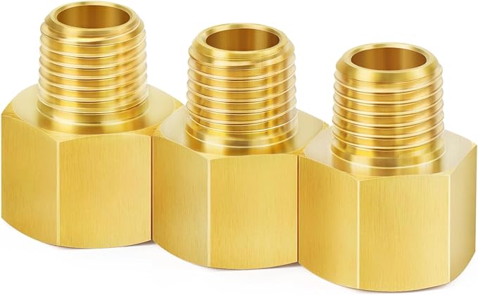 ChillWaves Brass Pipe Fitting Extension Adapter 3/8" NPT Female x 3/8" NPT Male Thread Adapter(3-PACK)