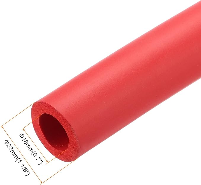 uxcell Foam Tubing for Handle Grip Support, Pipe Insulation Outside Pipe Lagging, 18mm ID 28mm(1 1/8") OD 1m Red