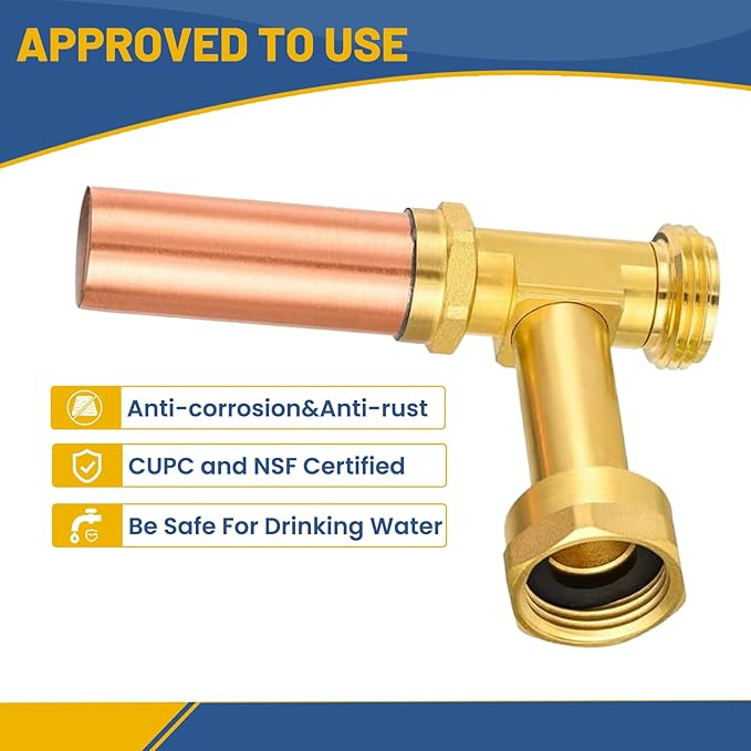 Water Hammer Arrestor,3/4 Inch Swivel FHT x 3/4 Inch MHT Copper Water Arrestor for Washing Machine Connection(1PACK,Angle Copper Arrestor)