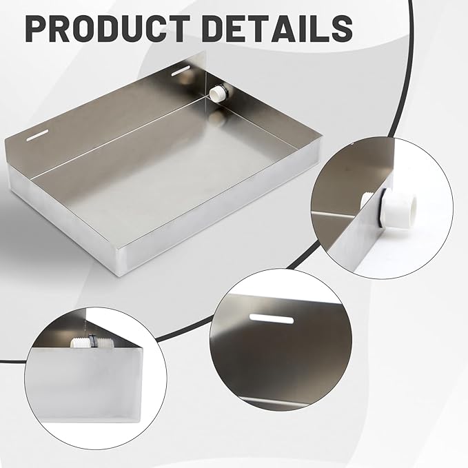 Blulu Water Heater Drain Pan Wall Mounted Tankless Stainless Steel Heater Pan 20" x 13" x 2.5", Water Damage Prevention No Leak Welded and Waterproof