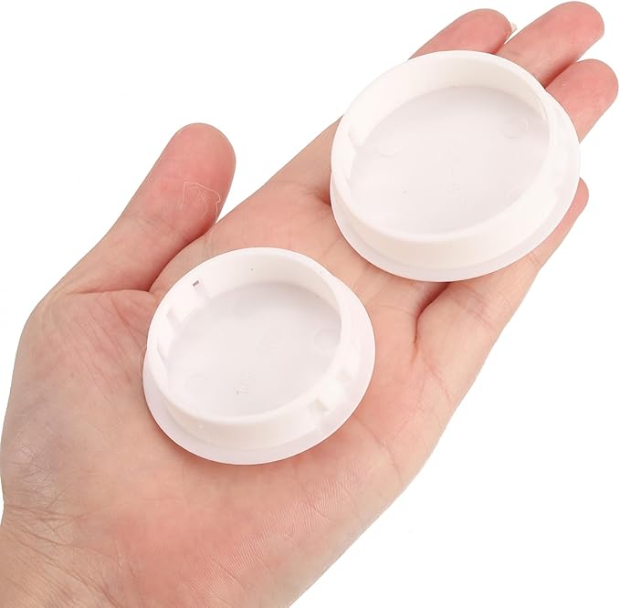 uxcell 1-49/64" Plastic Hole Plugs, 36Pcs Flush Type Panel Round Snap in Fastener Knockout Locking Plugs for Furniture Insert End Caps Panels, White