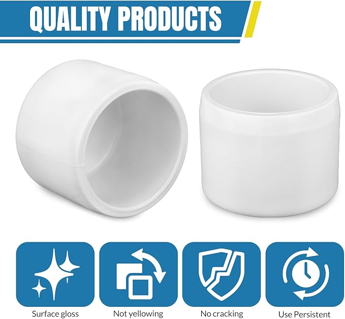 3/4" PVC Pipe End Cap Plug Adapter Pipe Fitting (Socket), Furniture Grade, DIY Shelf Garden Support Structure Storage Frame,White (pack of 12)