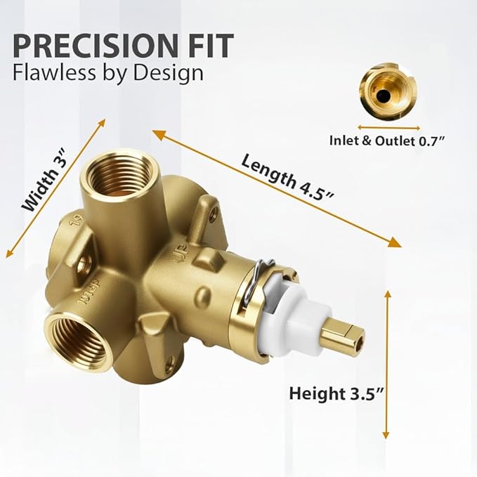 Brass Pressure Balancing Shower Valves, Shower Control Valves with Temperature Control & Flow Control Cartridge for Smooth Flow & Steady Temperature Showers