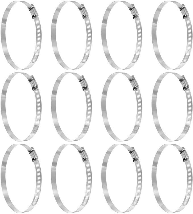 HARFINGTON 12 Pcs Hose Clamp 4-5/8"-5-1/2" (118-140mm) 304 Stainless Steel Adjustable Worm Gear Hose Clamp with Phillips Screw Assortment Kit for Fuel Line Pipe Plumbing Automotive Tube