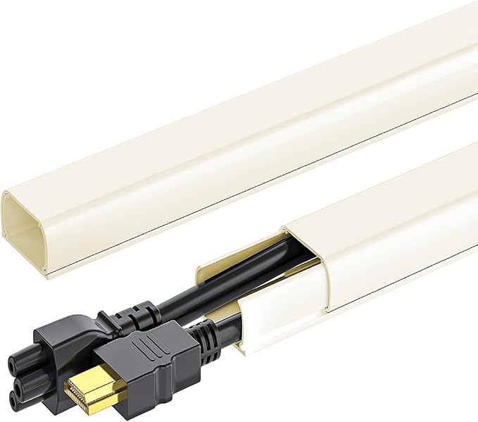 Yecaye 142in Wall Cord Hider for 2-3 Cords, On-Wall Cord Cover Channel, Cable Concealer, Cable Cover Cords Management for Home Office, W0.94in H0.47in, Beige