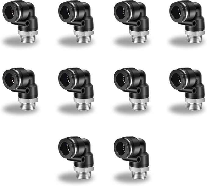 10 Pcs Push to Connect Fittings 1/2 Inch Tube OD x 3/8 Inch NPT Thread Pneumatic Male Elbow Quick Connect Air line fittings