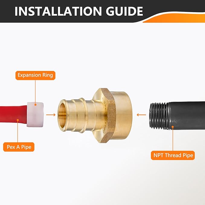 HeSun 100-Pack PEX-A Fitting, Pex Expansion 3/4 Inch Female Thread Adapter,3/4" Female NPT x 3/4" Pex Expansion Adapter,ASTM F1960