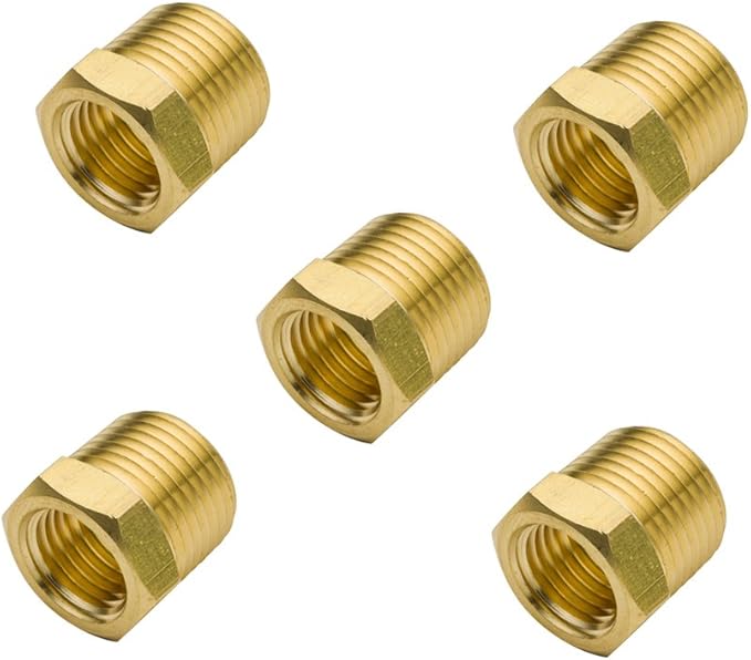 Legines NPT Bushing 1/2" Male x 1/8" Female Reducing Adapter Hex Head Pipe Fitting 1200psi (Pack of 5)