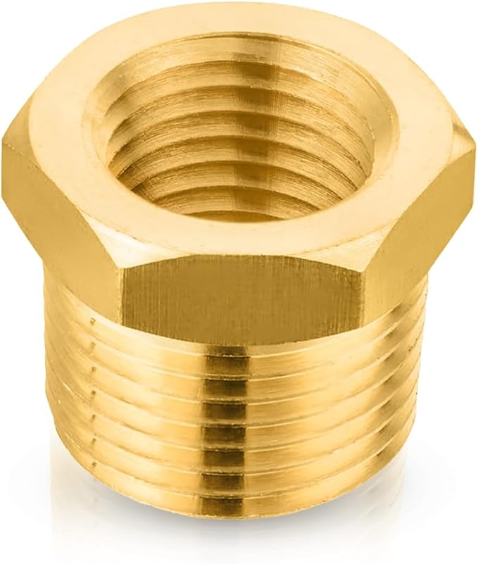 100-PCs HeSun Brass Thread Pipe Fitting, 3/4" NPT Male x 1/2" NPT Female Reducer Hex Bushing Adapter(NPT033-100)