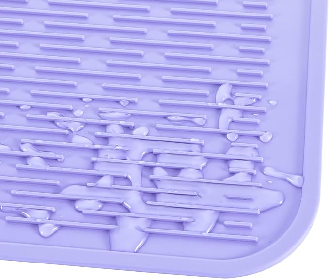 Silicone Dish Drying Mat for Multiple Usage,Easy clean,Eco-friendly,Heat-resistant Silicone Mat for Kitchen Counter or Sink,Refrigerator or Drawer Liner Light Purple 4XL 32 inches x 18 inches
