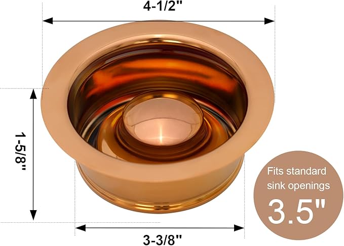 Akicon Kitchen Sink Antique Copper Finish Garbage Disposal Flange Stopper, One Size Disposal Rim, Fit 3-1/2 Inch Standard Sink Drain Hole, Rose Gold