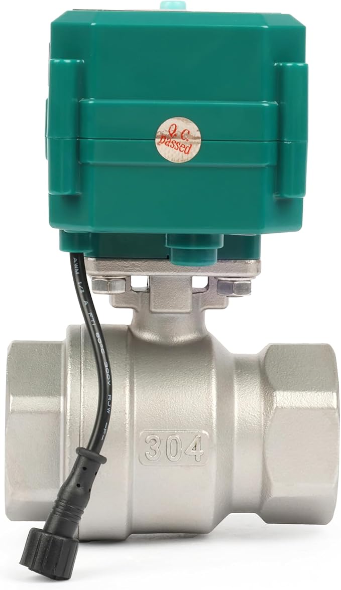 U.S. Solid 1-1/4" Smart Motorized Ball Valve - Stainless Steel Remote App Mobile-control Electrical Ball Valve with Manual Switch, Plug Connection