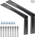 YUMORE Countertop Support Bracket Heavy Duty 14x8x2 in, 1/5IN Thicken Solid L Brackets Countertop Bar Shelf Bracket, Includes Hardware, Matte Black, 2 Pack