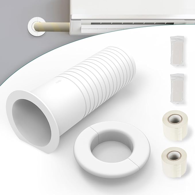 Daisypower Wall Sleeve for Air Conditioner Line Set Covers for Outside Units, Mini Split Line Set AC Sleeve Trough the Wall Pipe Accessories for 3in Wall Hole (8 inches Length)