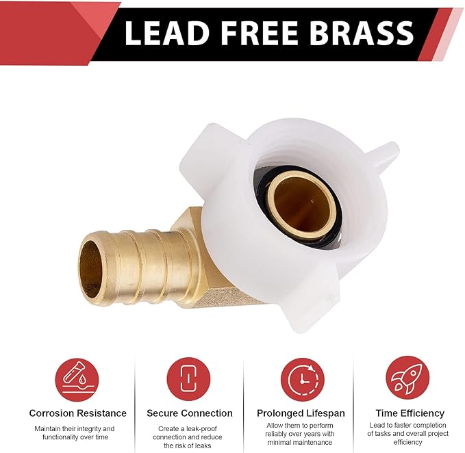 (Pack of 50) EFIELD Pex Crimp 3/4" Pex X 3/4" Female NPT Swivel Elbow Adapter Brass Fittings,(PEX1807211-50PCS)