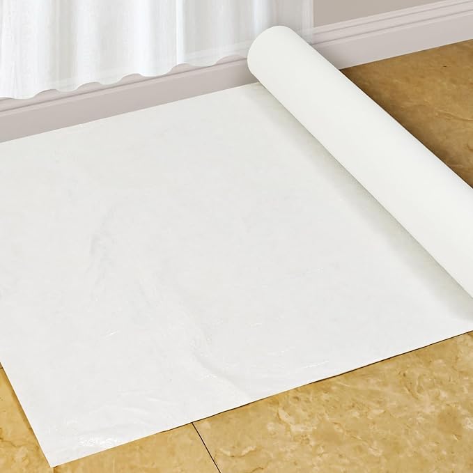 39 in x 100 ft Temporary Floor Protection Reusable Self-Adhesive Floor Covering, Suitable for Decoration, Painting, Hardwood Floor Protection Film (325 Square Feet White)