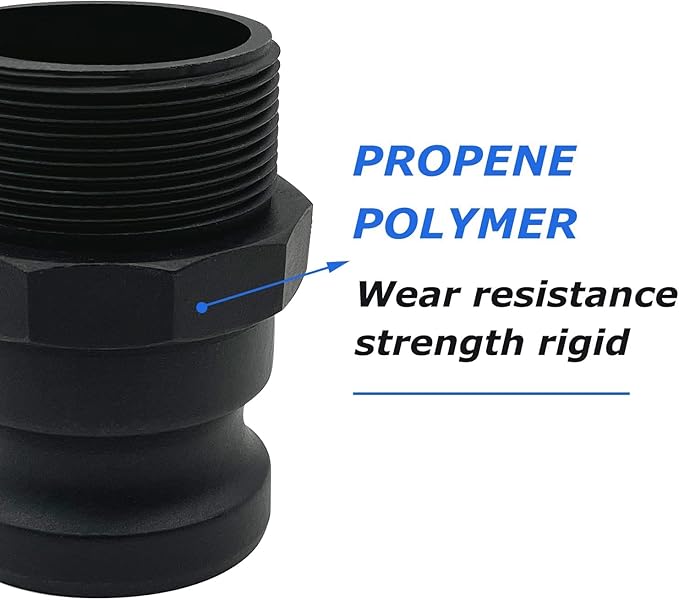 2PCS Camlock Fittings Poly NPT F-50 1/2" Type F Standard Couplings Cam lock Fittings Polypropylene Cam Groove Fitting Male Camlock with Male Threads (0.5 inch, Type F)