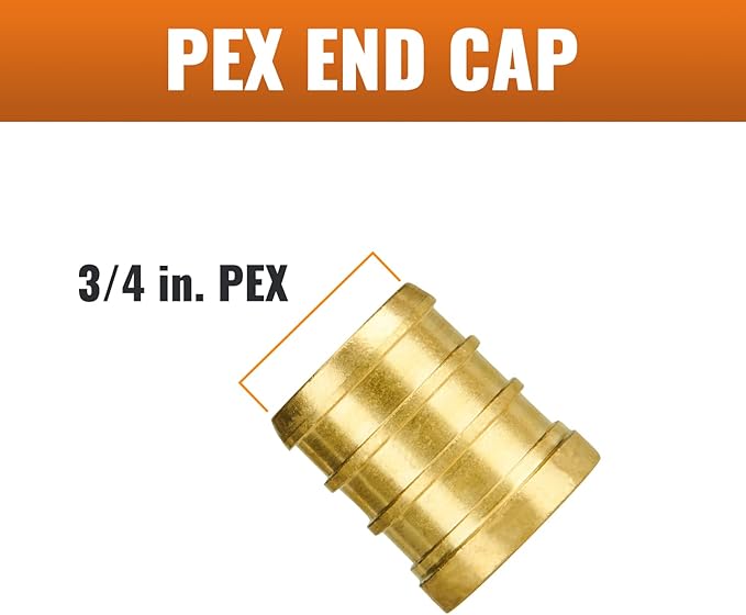 SUNGATOR Pex Fittings 3/4 Inch, 12-Pack 3/4" Pex Plug End Cap Fittings, No Lead Brass