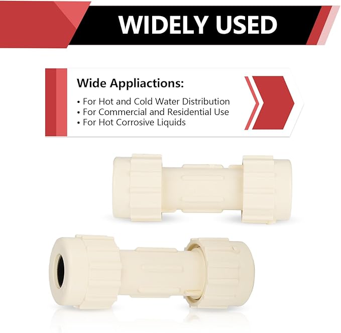 (Pack of 4) EFIELD 1/2"Compression Coupling,CPVC Fittings for Plumbing Installations and Repair (1/2"x1/2"COM),(CPVC048-2-4PCS)